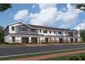 Rendering of townhomes with garages, stone accents and neutral color scheme at 5103 Prairie Preserve Run, St Cloud, FL 34772