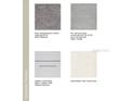 Selection of Shaw carpet, Vancouver Silver tile, shaker style cabinets, and quartz pebble countertops showcasing interior finishes at 5109 Forget Me Not Ave, Lake Hamilton, FL 33851