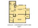 Floor plan of Azalea, a one-bedroom, one-bath unit with kitchen, dining, terrace, and walk-in closet at 4225 Thornbriar Ln # 305, Orlando, FL 32822