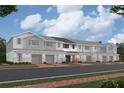 New townhomes with neutral color scheme, one car garages, and professional landscaping at 5113 Prairie Preserve Run, St Cloud, FL 34772