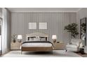 Serene bedroom with paneled accent wall, soft lighting, and stylish decor at 11303 Windermere Rd, Windermere, FL 34786