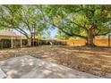 Spacious backyard with an above ground pool, mature trees, and a wood fence at 5750 Delta St, Orlando, FL 32807