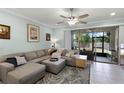 Comfortable living room with a plush sectional sofa and access to the patio at 1109 Pavia Dr, Apopka, FL 32703