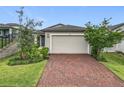 Charming single-Gathering home featuring a two-car garage, landscaped yard, and a beautiful brick driveway at 2241 Mystic Maze Ln, Minneola, FL 34715