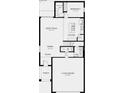 First floor plan featuring an open kitchen, great room, dining area, and a two-car garage for convenience at 5153 Forget Me Not Ave, Lake Hamilton, FL 33851