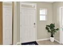 Inviting entryway with a bright white door, tile flooring, and a decorative plant adding a touch of greenery at 3511 Costello Cir, Winter Haven, FL 33884