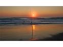 Golden sunset over the ocean at the beach with fishing pole in the sand at 2 Pirates Cv, Ormond Beach, FL 32176