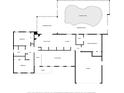 Detailed floorplan showcasing the layout with pool, bedrooms, Gathering room and kitchen at 2 Pirates Cv, Ormond Beach, FL 32176