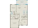 First floor layout featuring a two-car garage, an owner's suite, a kitchen, and a flex space at 1536 Groveline Rd, St Cloud, FL 34771
