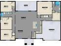 Layout of the home with four bedrooms, large living area, lanai, kitchen and a two car garage at 0 Overton St, Orlando, FL 32833
