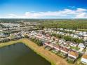 Stunning aerial view of a residential neighborhood with serene lakes and lush green spaces at 1513 Blue Sky Way, Clermont, FL 34714