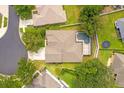Aerial view of a private backyard with a screened pool and lush landscaping at 7513 Brightwater Pl, Oviedo, FL 32765