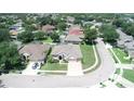 Aerial view of a residential neighborhood showcasing a charming single-story home with mature landscaping at 4906 Keaton Crest Dr, Orlando, FL 32837