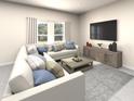 Bright living room featuring a comfortable sectional sofa, and a large television at 1118 Cumberland Trail Dr, Lake Hamilton, FL 33851
