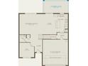 Layout of the first floor showcasing the kitchen, gathering room, flex space, and two-car garage at 3091 Norcott Dr, Davenport, FL 33837