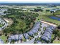 This aerial view showcases the community location near a lush golf course and tranquil ponds at 8807 Interlocking Ct, Davenport, FL 33896