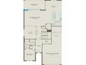 Floor plan showcasing the first floor, with a covered lanai, gathering room, flex room, and three-car garage at 3118 Norcott Dr, Davenport, FL 33837