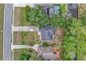 Aerial view of a single Gathering residence featuring mature trees in a neighborhood setting at 37 N Tymber Crk, Ormond Beach, FL 32174