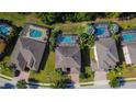 A stunning aerial view of the home's fenced pool and backyard oasis in a lovely neighborhood at 206 Yellow Snapdragon Dr, Davenport, FL 33837