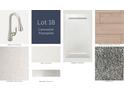 Selection of interior finishes including blanco maple countertop, dove white paint, and ecru carpet at 2649 Great Heron Ave, St Cloud, FL 34773