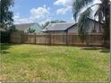 Spacious backyard with a wooden fence, offering privacy and room for outdoor activities at 1606 Red Clover Ct, Orlando, FL 32825