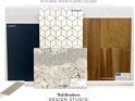 Showcasing kitchen design elements with backsplash, countertop, cabinets, and LVP flooring samples at 2659 Fiddle Leaf Loop, Apopka, FL 32712