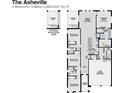 This floor plan features an open layout with a spacious kitchen, four bedrooms, and a two-car garage at 14741 Milfoil Ave, Orlando, FL 32827