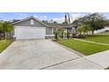 Attractive single-Gathering home with a lush front yard, concrete driveway, and a neatly kept garden area at 896 Satin Leaf Cir, Ocoee, FL 34761