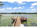 Private wooden dock on a tranquil lake, ideal for boating, fishing, and enjoying waterfront living at 4536 N Landmark Dr, Orlando, FL 32817