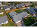 Bird's eye view of a well-maintained property with a grey roof and a green, fenced backyard at 838 Haulover Dr, Altamonte Springs, FL 32714