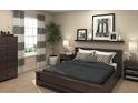 Comfortable bedroom with dark wood furniture, neutral walls, and stylish decor at 1901 Fulfillment Dr, Kissimmee, FL 34744