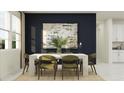 Elegant dining room with navy wall, a white table, seating for six, and modern decor at 809 Tundra Loop, Groveland, FL 34736