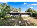 Rear exterior view showing screen enclosed lanai on a sunny day at 7024 Harwick Dr, Orlando, FL 32818