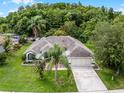 Expansive aerial view of a well-maintained home with lush greenery, mature trees, and a spacious driveway at 2888 Middleton Cir, Kissimmee, FL 34743