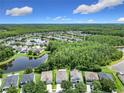 Gorgeous aerial view showcases homes nestled amongst trees and a lake in the community at 10875 Arbor View Blvd, Orlando, FL 32825