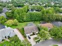 Wonderful aerial view of a home with lush landscaping, a backyard pool, and a scenic pond at 787 High Grove Park Ct, Oviedo, FL 32765