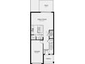 Detailed floorplan featuring a great room, kitchen, half bath, patio and garage layout on the first floor at 130 River Front Way, Edgewater, FL 32141