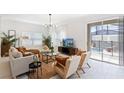 Bright living room with sliding glass doors, plush seating, and views of the private pool at 4184 Paragraph Dr, Kissimmee, FL 34746