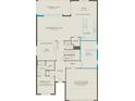Detailed first floor floor plan showcasing gathering room, kitchen, flex room, and two car garage at 15053 Willow Ridge Dr, Montverde, FL 34756