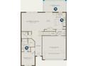 First floor plan featuring an open-concept layout connecting the gathering room, cafe, and kitchen areas at 5518 Flame Vine Way, St Cloud, FL 34771