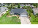 A beautiful aerial shot of the home and property highlighting its waterfront location at 1639 Yellow Brick Rd, Astor, FL 32102