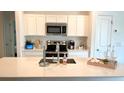 Modern kitchen boasts stainless steel appliances, white cabinets, and a spacious countertop for meal preparation at 2002 Punch Bowl Ave, Davenport, FL 33837