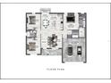 Detailed floor plan showcasing the layout of the home with bedrooms, kitchen, and living areas at 327 Larch Rd, Ocala, FL 34480