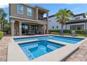 A beautiful in-ground pool and spa, great for outdoor entertaining and relaxation, with ample patio space at 796 Desert Mountain Ct, Reunion, FL 34747