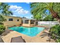 Refreshing backyard pool with palm trees, a screen porch and privacy fence at 4015 Ibis Dr, Orlando, FL 32803