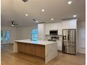 Stylish kitchen with modern white cabinets, stainless appliances, and center island at 1639 Corner Meadow Cir, Orlando, FL 32820