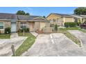 View of the exterior of a home, featuring a stone facade and driveway, under a bright, clear sky at 1113 Woodman Way, Orlando, FL 32818