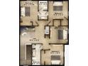 Upstairs floor plan showcasing bedrooms, bathrooms, and a central loft area at 13518 Maria Lavin Circle Rd, Orlando, FL 32828