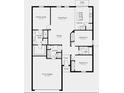 Detailed floorplan showcasing a spacious primary suite, kitchen, two-car garage, and additional bedrooms at 136 Jones Fish Camp Rd, Edgewater, FL 32141