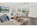 Comfortable living room showcasing ample natural light, neutral tones, and stylish contemporary furnishings at 124 Oak Ridge Ave, Edgewater, FL 32132
